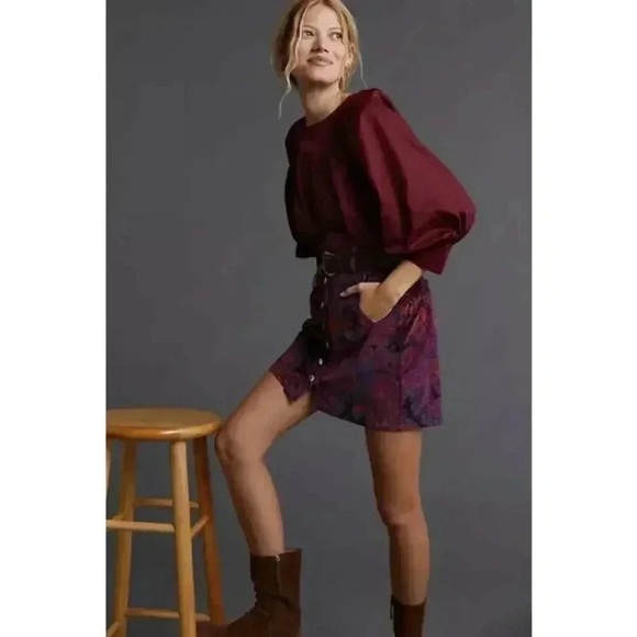 NWT Anthropologie Pilcro Floral Corduroy Button Front Mini Skirt - Picture 14 of 14